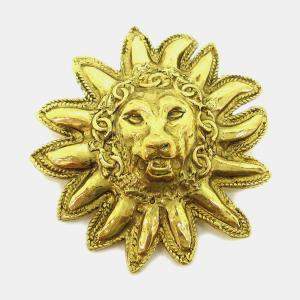 Pre Owned Chanel Lion Brooch Pin Gold