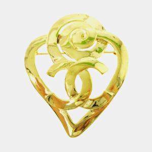Pre Owned Chanel Heart Brooch Pin Gold