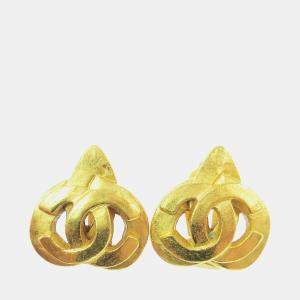 Pre Owned Chanel Heart Earrings Clip-On Gold