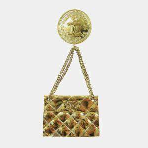 مملوكة مسبقًا Chanel Bag Brooch Pin Gold