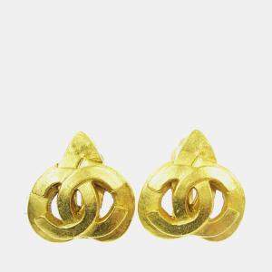 Pre Owned Chanel Heart Earrings Clip-On Gold