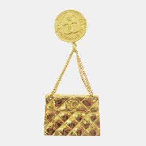 مملوكة مسبقًا Chanel Bag Brooch Pin Gold
