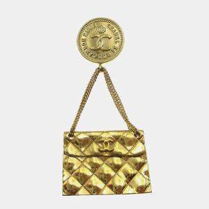 مملوكة مسبقًا Chanel Bag Brooch Pin Gold