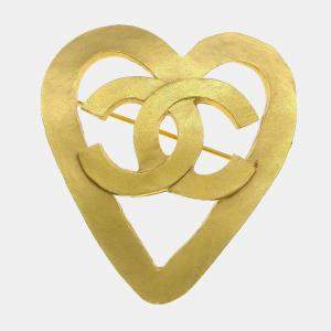 Pre Owned Chanel Heart Brooch Gold