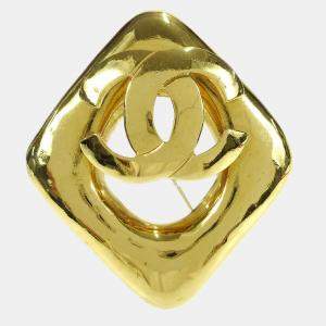 Pre Owned Chanel Rhombus Brooch Pin Gold