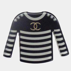 Pre Owned Chanel Brooch Pin Black Sweater Clothes
