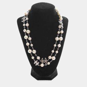 Pre Owned Chanel Crystal Pearl CC Necklace