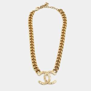 Pre Owned Chanel CC Gold Tone Necklace