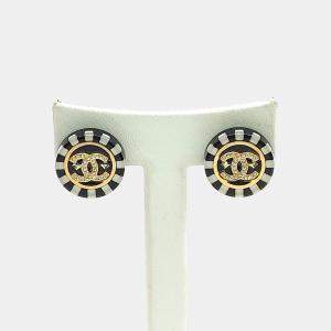 Pre Owned Chanel Gold Tone Resin Earrings