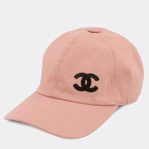 Pre Owned Chanel Cc Logo Baseball Cap Pink Cotton100%