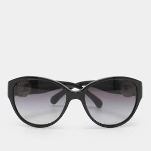 Pre Owned Chanel Black Acetate 5192 Bouton Collection Gradient Sunglasses 