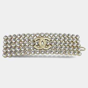 مملوكة مسبقًا Chanel Gold Tone Metal and Crystals CC Hairpin