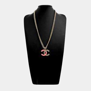 Pre Owned Chanel Logo Gold Tone Chain Necklace