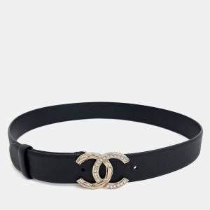 Pre Owned Chanel Black Leather Belt
