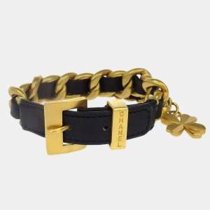Pre Owned Chanel Clover Bracelet Gold Black