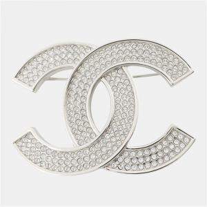 Pre Owned Chanel Cc Logo Brooch Metal Rhinestone Faux Pearl