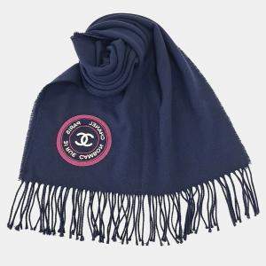 Pre Owned Chanel Navy Blue Wool Muffler