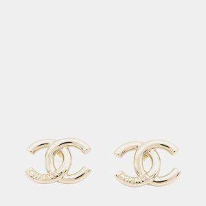 Pre Owned Chanel Cc Logo Earrings Metal
