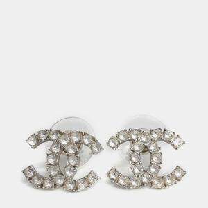 Pre Owned Chanel Metal logo earrings