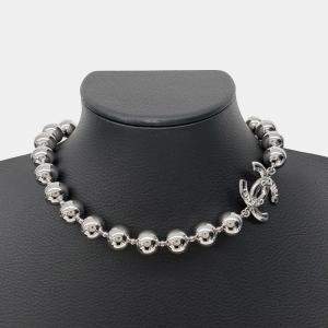Pre Owned Chanel CC Silver Ball Necklace