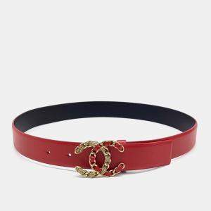 Pre Owned Chanel Logo Leather Belt