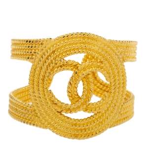 Chanel Vintage Gold Tone Open Cuff Bracelet