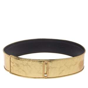 Chanel Metallic Gold Distressed Leather Waist Belt 85CM