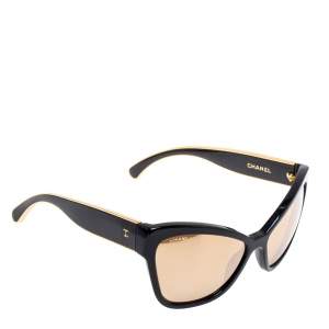Pre Owned Chanel Black / Gold Mirrored 5271 Cat Eye Sunglasses