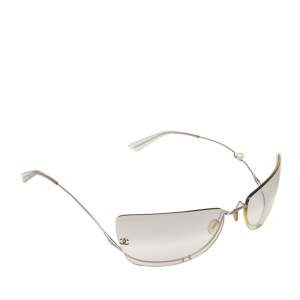 Pre Owned Chanel Silver 4053 Rimless Pearl Sunglasses