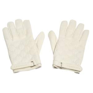 Pre Owned Chanel White Quilted Strap Gloves 