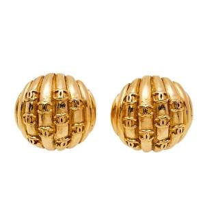 Chanel Vintage Madeline Gold Tone Clip On Earrings