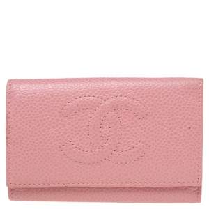 Chanel Pink Caviar Leather CC Logo 6 Key Holder