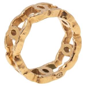Chanel CC Gold Tone Band Ring Size 51