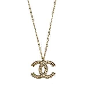 Chanel Gold Tone CC Pendant Necklace