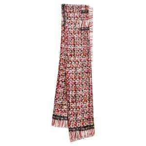 Chanel Pink Tweed Print Cashmere Scarf