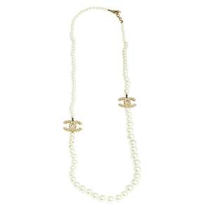 Chanel Beaded CC Faux Pearl Long Necklace