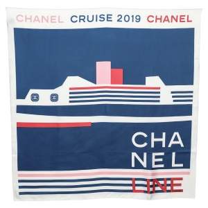 Chanel Navy Blue Cruise 2019 Silk Square Scarf