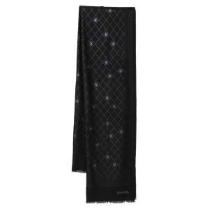 مملوكة مسبقًا Chanel Black Quilt Print Wool Scarf