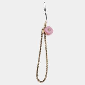 Chanel CC Logo Resin Charm Gold Tone Cell Phone Strap