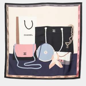 Pre Owned Chanel Multicolor Bag Print Silk Square Scarf