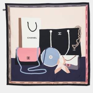 Chanel Multicolor Bags Print Silk Square Scarf