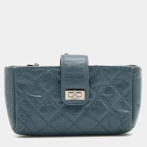 Chanel Blue Quilted Leather Reissue CC Phone Pouch
