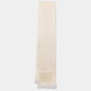 Chanel Ecru Fantasy Tweed Cosmopolite Fringed Scarf