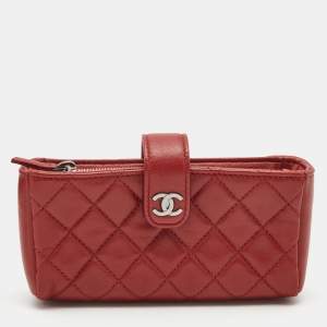 Chanel Red Quilted Leather CC Phone Holder Pouch