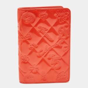 Chanel Orange Embossed Quilted Patent Leather CC Agenda Notebook