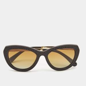 Chanel Black Stingray CC Polarized Cat Eye Sunglasses