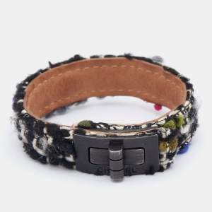 Chanel Black Tweed TurnLock Wrap Bracelet
