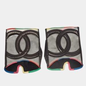 Chanel Multicolor PVC and Leather CC Fingerless Gloves Size 8