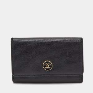 Chanel Black Leather CC Flap Key Holder