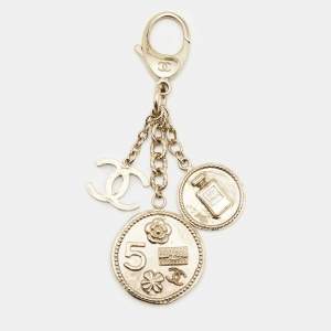 Pre Owned Chanel CC Coco Gold Tone Key Chain